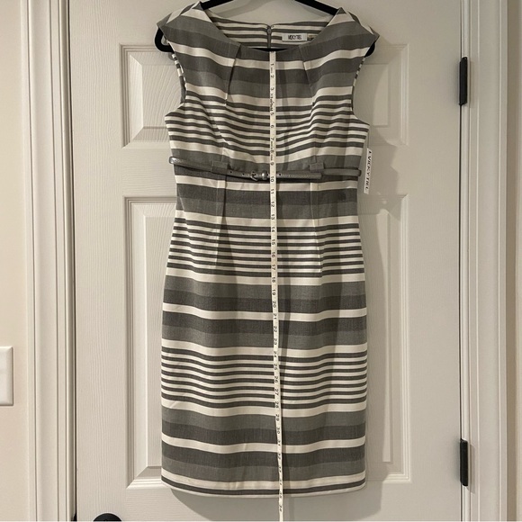 Vicky Tiel Women's Sleeveless Gray/White Sheath Lined Midi Dress NWT Sz 10 - Picture 9 of 12